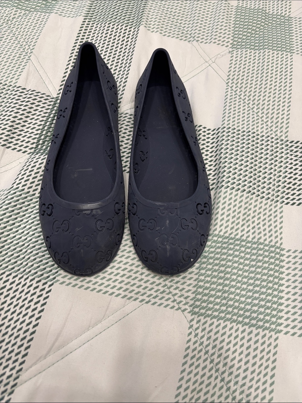 Gucci Navy Rubber GG Ballet Flats